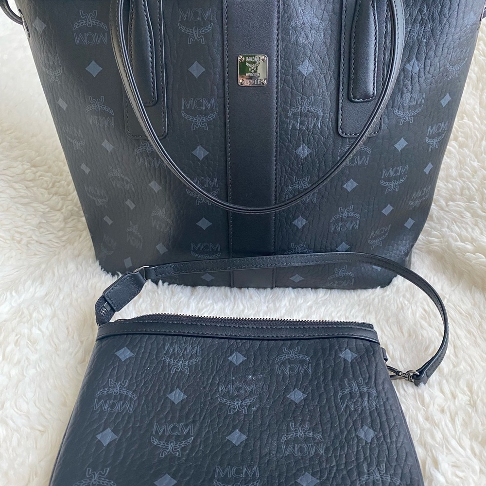 ✅💯Authentic MCM Black Leather Tote Bag